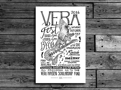 Verafest Dribbble cardinal drawing guitar hand lettering illustration lettering margarita mom music music festival