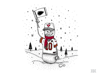 Kansas City Snowman chiefs christmas illustration kansas city kc snow snowflake snowman