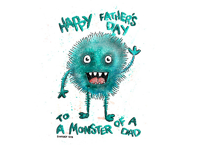 Father's Day dad father fathers day illustration monster watercolor