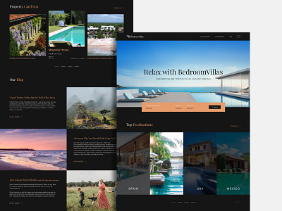 Website layout for luxury villas agency