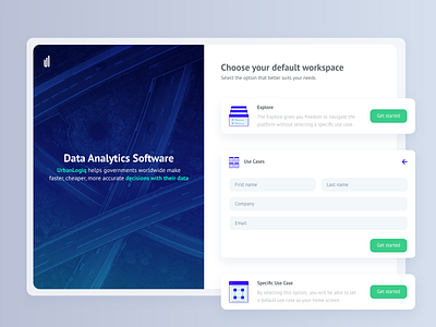 UL Onboarding analytics data visualization form field forms onboard onboarding sign up signup smartcity workspace