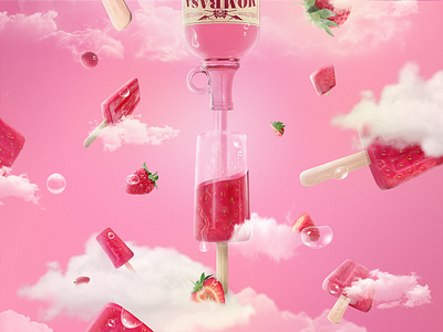 Strawberry Gin Popsicles adobe photoshop artdirection branding design digitalart graphicdesign illustration photomontage photoshop publishing