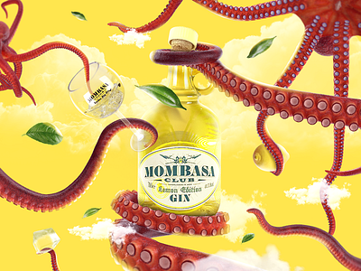 Mombasa Gin Lemon > Octopus adobe photoshop artdirection branding design digitalart graphicdesign illustration photomontage photoshop publishing