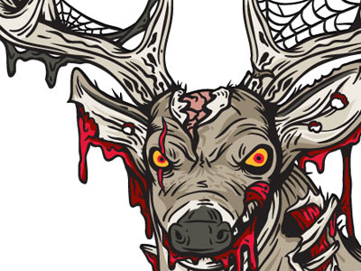 Zombie Deer bleeding bones deer monster ripped scar scary tore zombie