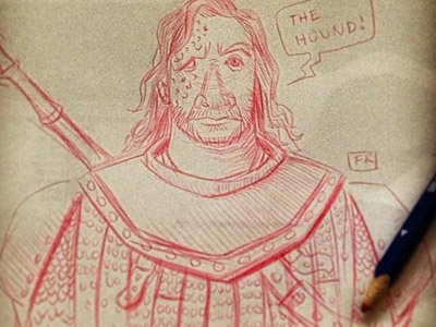 The Hound character colored pencil doodle game of thrones hound sketch the hound