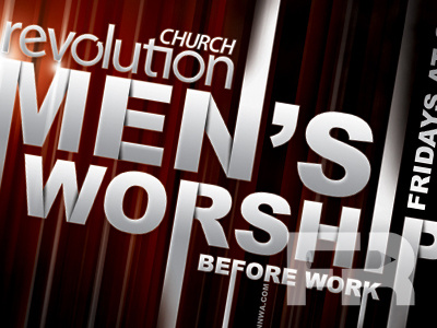 Men's Worship ad advertisement black bright church design flyer lines men orange rays red religious revolution type typography worship