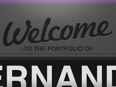 Welcome 01 black debossed design fernando highlights lines name portfolio purple texture web welcome