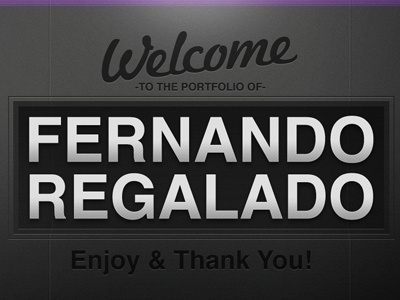 Welcome 03 black debossed design fernando gray highlights layered lines name portfolio purple texture web welcome