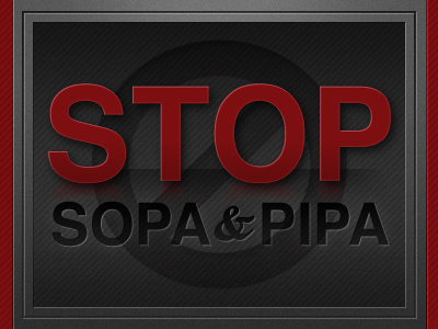 Stop SOPA & PIPA black blackout border debossed pattern red stop take action