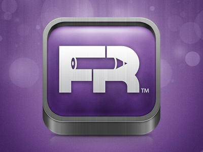 FR Icon 3d app bokeh depth design icon illustration logo metal purple shine