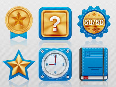 Trivial Icons badge book book mark clock cold gold gold medal half ice icons journal shine star