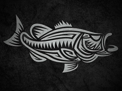 Tribalbass design fish fishing grunge outdoors sharp style stylized tribal