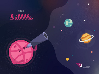 Hello dribbble! design earth hello dribbble hellodribbble illustraion moon space