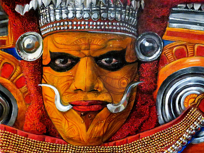 Theyyam acrylic painting keralatourism painting realistic painting