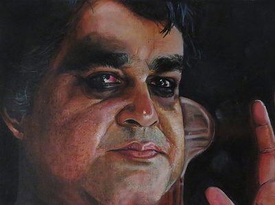 kunjikuttan acrylic painting film kathakali malayalam mohanlal movie painting portrait art realistic painting