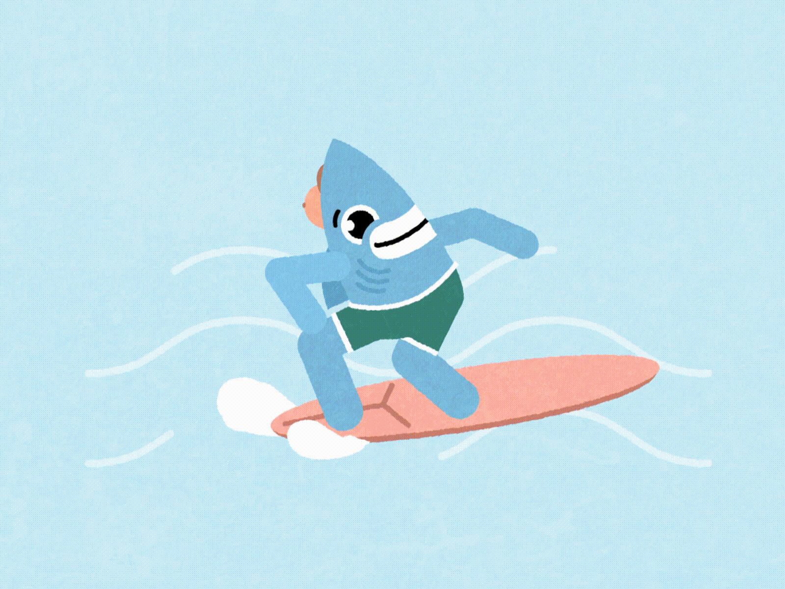 Shark on a surfboard 2d 2danimation after effects animation cartoon design illustration inspiration mograph motion motiongraphics shape shark surf