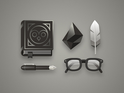 Character Kit 001: Naturalist Wizard book character kits edc every day carry feather fountain pen gem glasses wizard
