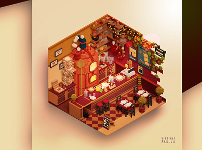 pizza voxel 3d architecture cube diorama food icon illustration isometric italia italian food orange pizza restaurant video game video game art voxel voxelart