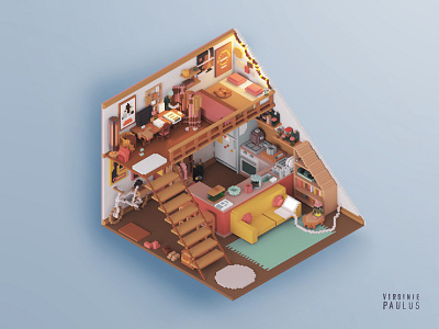 student apartment in paris architecture blocks cozy cozy home cozy place diorama dollhouse gameart illustration isometric magicavoxel minecraft miniature render student life tiny home tiny house tinyhouse voxel voxelart