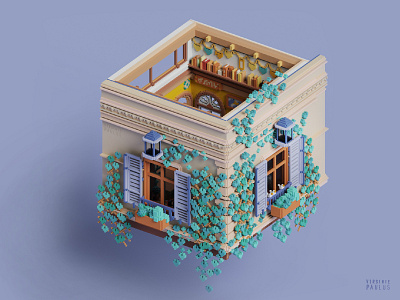 home's slice 3d appartment architecture building cubes diorama dollhouse haussman home ivy magicavoxel modeling video game art voxel voxelart