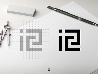 i2 monogram logo concept