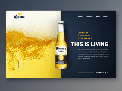 Corona beer landing page UI app design beer beer website clean design clean ui concept graphic design homepage landingpage ui uidesign ux uxdesign webdesign website design