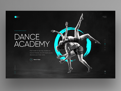 Dance Academy academy dance dancing dark ui hero image homepage landingpage ui ux webdesign website design