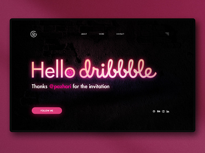 Hello Dribbble ! hello hello dribbble invite landingpage neon neon lights ui design webdesign