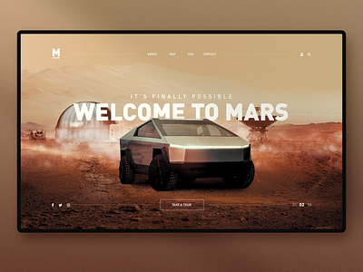 Destination Mars landing page concept cybertruck graphic design landingpage mars tesla ui ui ux uiux web web design