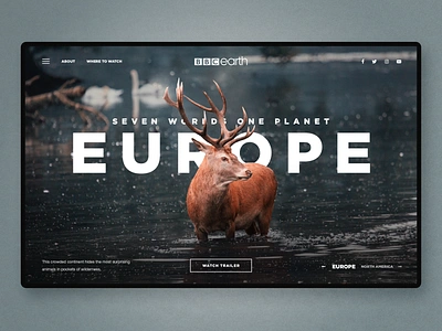 Europe - Documentary Series Landing Page app design concept dribbble hero homepage landing landingpage nature slide slider ui uidesign ux webdesign website wilderness wildlife