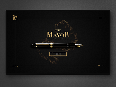 The Mayor - Pen Landing Page app design black and gold clean ui dark ui homepage landingpage luxury pen premium ui uidesign ux webdesign website design