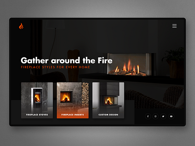 Fireplace UI concept app design clean ui concept dark ui homepage landingpage ui uidesign ux uxdesign webdesign website design