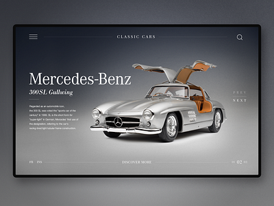 Classic Cars Landing UI app design car website clean design concept dailyui dribbble graphic design homepage landingpage slider ui uidesign ux webdesign website design