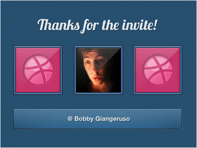 Thank You Bobby For The Dribbble Invite bobby first shot thank you