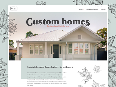 Busby Website Design blue hand drawn homes leaves realestate website website builder