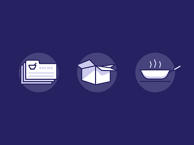 Food deliver icons blue box cooking delivery food icons illustration pan recipe