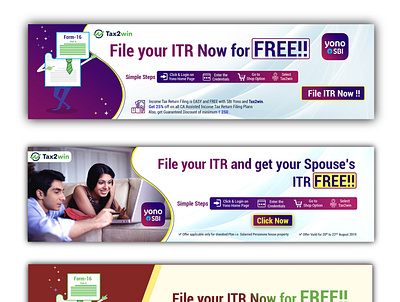 Web Banner for SBI Bank with tax2win branding design illustration vector web