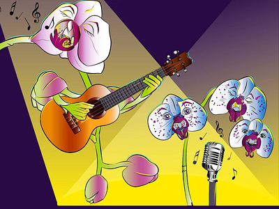 Singing orchids amsterdam art artist artistic design guitar illustration music plant plant illustration plants singing