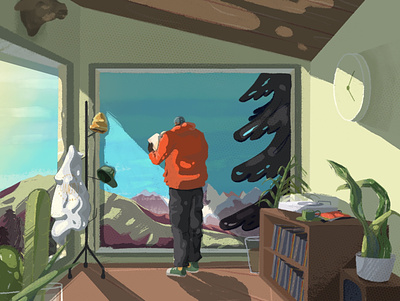 Room character colors design grain hills illustration mood mountain procreate texture