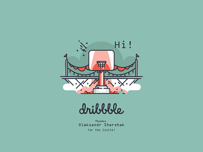 Hi dribbble! basket field debut design first shots illustration line art shots