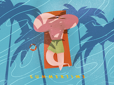 Summer beach books character design chill coconuts cover illustration magazine pool poster summers