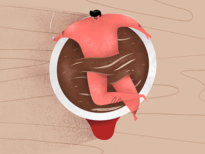 Bathub character chill coffee design illustration texture