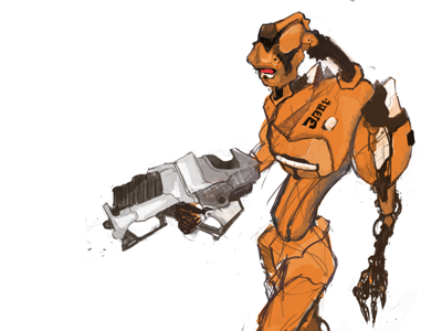 Orange robot concept sketch