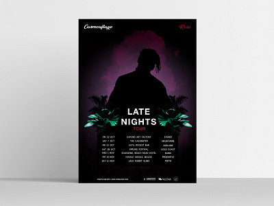 Carmouflage Rose- Late Nights, poster mockup art design designer graphic design mockup music music design photoshop posterdesign print design