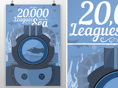 20,000 Leagues Under the Sea Revisited disney illustration poster retro vector