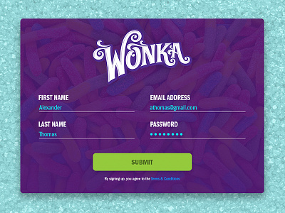Daily UI #001 - Wonka Industries candy daily ui form product signup ui wonka