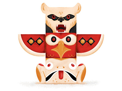 Triple Threat - Totem adobe cc bear bird design frog illustration illustrator photoshop texture totem
