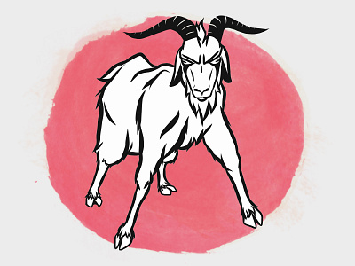 Goat Logo - Defensive angry animal black and white bw goat handdrawn horns icon illustration logo pose vector