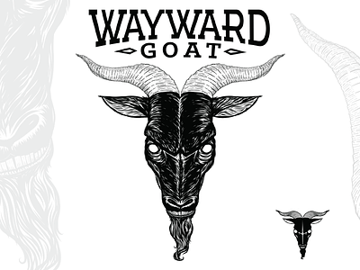 Wayward Goat Collectibles - Logo angry animal black and white bw evil goat handdrawn horns icon illustration logo vector