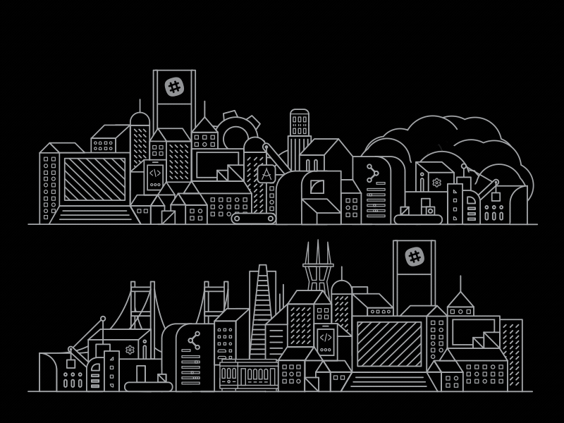 Spec by Slack : Cityscape animation background city conference gif line loop slack spec